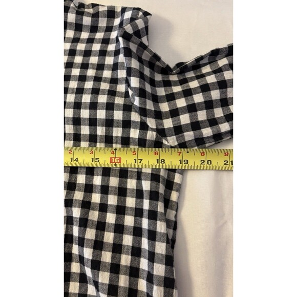 SEZANE Louise Button Up Shirt Black White Gingham 38 Ruffle Cotton Plaid Classic - Picture 11 of 14